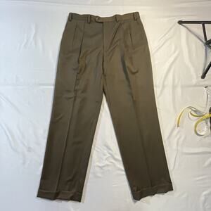 Lauren Ralph Lauren Super 120s Wool Cashmere Pleated Cuffed Dress Pants 36R